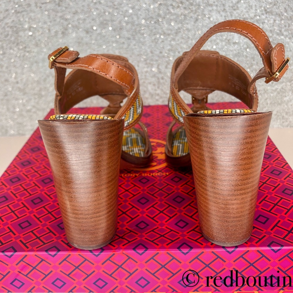 👠SOLD👠Tory Burch Block Heels Sandals 7.5 brown - Picture 6 of 8